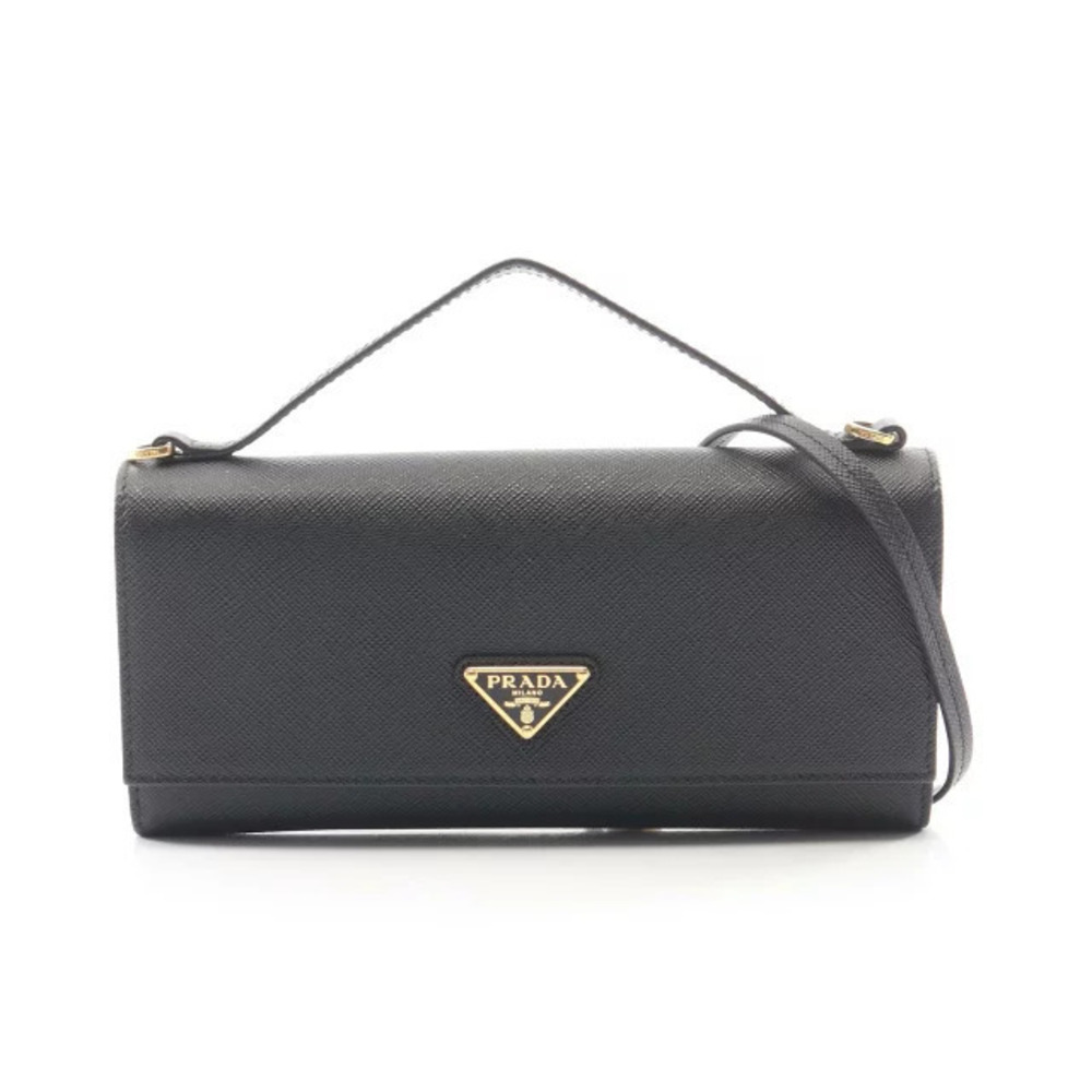Prada Triangle Shoulder Bag Saffiano Leather Black